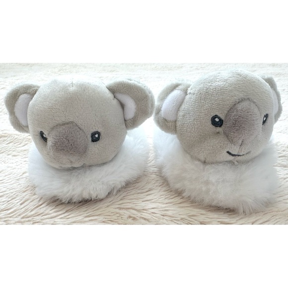 Doudou et Compagnie Plush Baby Bootie Cozy Koala Slippers in White Grey - Picture 1 of 17